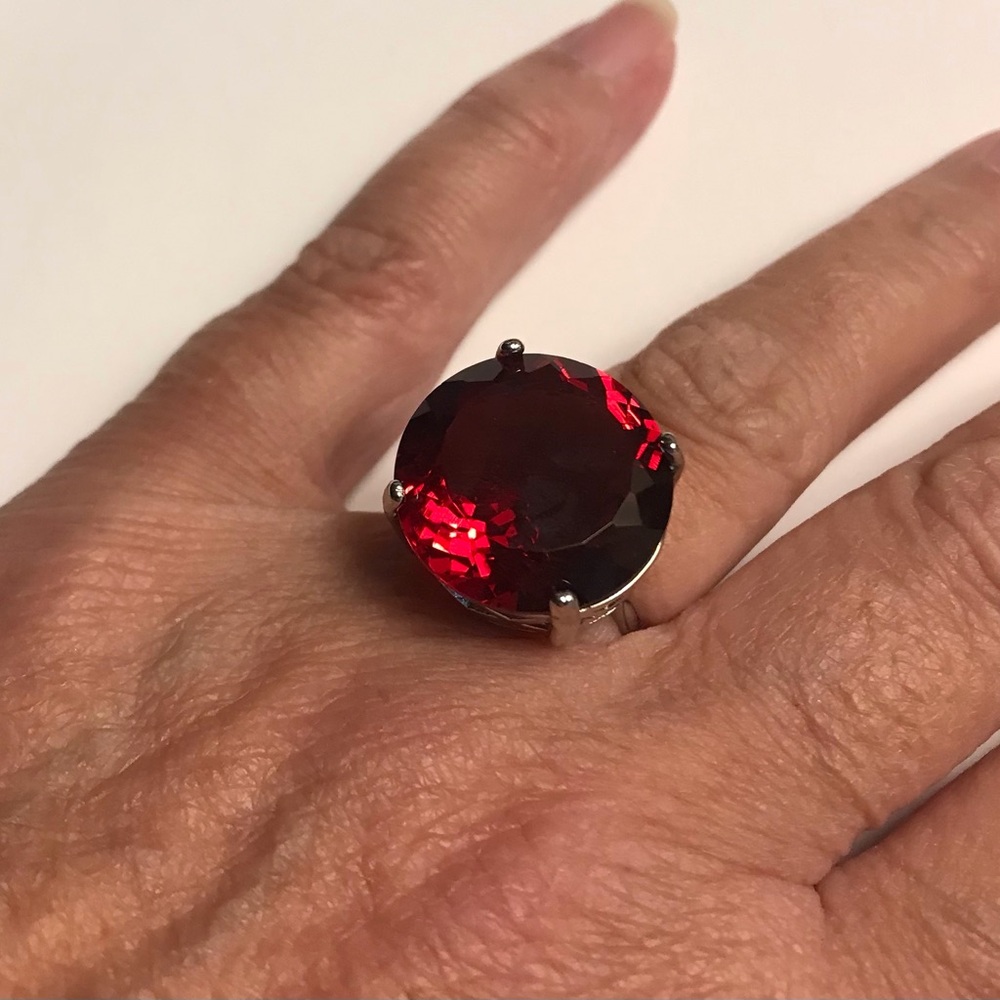 Garnet Stamped 925 Sterling Silver Ring